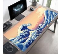 YEYUMEOZ Mouse Mat, Gaming Mouse Pad Blue, 80 x 40cm Large Mause Mat Ocean Waves, Non-Slip Rubber Base Accessories, Waterproof, Stitched Edges Improved Precision and Speed PjY3474 O-Z