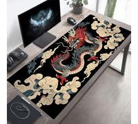 YEYUMEOZ Mouse Mat, Gaming Mouse Pad Dragon, 800x400x3 mm Large Mause Mat Black, Non-Slip Rubber Base Accessories, Waterproof, Stitched Edges Improved Precision and Speed PjY14114 4-6