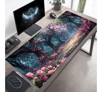 YEYUMEOZ Mouse Mat, Gaming Mouse Pad Forest, 700x300x3mm Large Mause Mat Pink, Non-Slip Rubber Base Accessories, Waterproof, Stitched Edges Improved Precision and Speed PjY9212 T-U