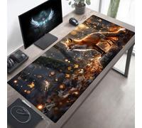 YEYUMEOZ Mouse Mat, Gaming Mouse Pad Fox, 1200x600x3mm Large Mause Mat Yellow, Non-Slip Rubber Base Desk Accessories, Waterproof, Stitched Edges Improved Precision and Speed PjY1208 P-9