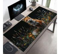 YEYUMEOZ Mouse Mat, Gaming Mouse Pad Fox, 1600x800x3 mm Large Mause Mat Yellow, Non-Slip Rubber Base Desk Accessories, Waterproof, Stitched Edges Improved Precision and Speed PjY1370 H-S