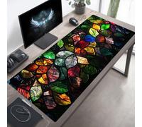 YEYUMEOZ Mouse Mat, Gaming Mouse Pad Leaves, 800x400x3mm Large Mause Mat Green, Non-Slip Rubber Base Accessories, Waterproof, Stitched Edges Improved Precision and Speed PjY14464 3-3