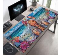 YEYUMEOZ Mouse Mat, Gaming Mouse Pad Woman, 700x300x3mm Large Mause Mat Blue, Non-Slip Rubber Base Accessories, Waterproof, Stitched Edges Improved Precision and Speed PjY3392 R-M