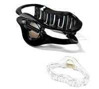 Yezhengui Hair Claw Clips 4.3 inch Big Extra Cloud Shape Large XL Claw Clip Clamp for Thick Curly Long Hair Women - 2 Pack (Black + Transparent)