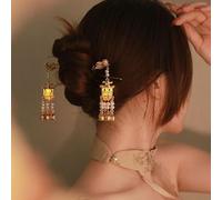 Yezhenzhen 2 PCS Ancient Style Hairpin Hair Clips Chinese Lantern Lotus Flower Tassel Headpieces For Women Girls, Ponytail Updo Bun For Thin Thick Hair