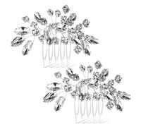 Yezhenzhen 2 Pcs Bridal Hair Comb, Silver Rhinestone Hair Combs, Metal Wedding Crystal Hair Accessories for Women, Girls, Brides for Christmas, Parties, Prom, Dance