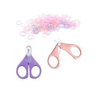 Yezhenzhen 50 Pcs Colorful Elastic Hair Bands Set with 2 Pcs Colorful mini Scissors for Easy Cutting - Rubber Band Cutter, No Damage Hair Accessories for Toddlers, Girls, and Women