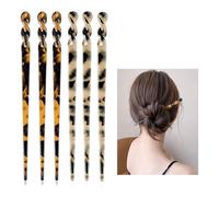 Yezhenzhen 6 Pack Acetate Hair Sticks Leopard Printed Hair Chopsticks Tortoise Shell Hairpin Chopsticks Hair Clip Styling Pin Accessories Set for Women