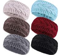Yezhenzhen 6 Pieces Women's Winter Headbands Cable Knitted Headbands Knit Earmuffs Chunky Ear Warmers for Women Girls Wear and Sport (Multi-color)