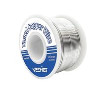 YEZHET Tinned Copper Bus Bar Wire 108 Ft, 18 Gauge, 0.5LB Spool for Stained Glass Project, Crafts, and Jewelry Making