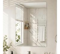Yezi Bathroom Wall Mirror, 60 x 45cm Rectangular Frameless Bevelled Edge Wall-Mounted Mirror with Pre-Drilled Holes, HD Glass Mirrors for Bathroom, Hallway, Bedroom