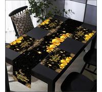 YEZIDE Ramadan Kareen Table Runner and Placemat Set Eid Mubarak Tablecloth Mosque lantern Stars Moon Dinning Mat Islamic Decor for Ramadan Mubarak Home Room Dinning Table Decoration