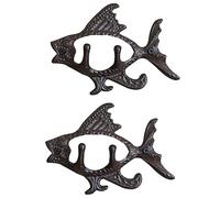 YEZILUU 2 Pack Gold Hook Retro Coat Hook Fishbone Hook cast Iron Fish-Shaped Design Wall Hanging Hanger Indoor & Outdoor Hooks can Hang Towels, Coats, Hats,Umbrellas, Keys, Handbags, Etc
