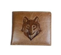 YEZILUU Head leather wallet, Men's leather wallet, Father leather wallet, RFID blocking technology, Bifold leather wallet for father, Wolf Head, Retro Style