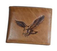 YEZILUU Head leather wallet, Men's leather wallet, Father leather wallet, RFID blocking technology, Bifold leather wallet for father, Eagle, Retro Style