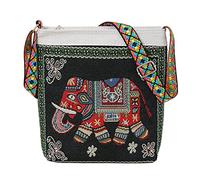 YEZILUU Mini crossbody bag, Fashion zipper small shoulder bag,Elephant pattern, Is the canvas crossbody bag for dreamers, Black Elephant