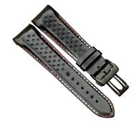 yeziu Arc-shaped End Watch band For Mido M025 M025407A Men's Vintage Leather Watch Strap With Breathable Holes(Blackrb2,23mm)