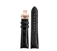 yeziu Cowhide Leather Curved Interface Watchband For Mido BELLUNA M024407A M024630a M024 watch Strap(Black-Rose gold,20mm)