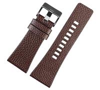yeziu Cowhide Watch Strap For Diesel Friday Watch Chain Lychee Grain Pattern Men's Watchband(Brownb a,32mm)