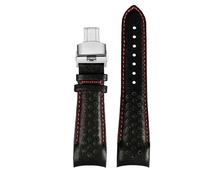 yeziu Curved Interface Leather Watch band For Mido Multifort M025.627/M025.407 M005.430 watch strap(Black red line SK,23mm)