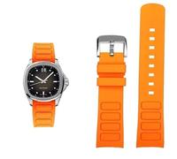 yeziu Curved Men Rubber Watch Strap For Mido Multifort TV M049.526 Sport WatchBand Quick release Green blue Silicone band(Orange Silver pin)