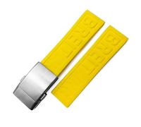 yeziu For Breitling Avenger Superocean Heritage Watch Strap Braceles 22mm 24mm Braided Silicone Rubber Watchband Replacement(Yellow 2 silver,22mm)