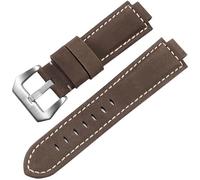 yeziu Frosted Leather Watch Strap For TIMEX Tidal T2N720/T2N72 Convex Interface Cowhide Watchband(Brown silver clasp,14mm)