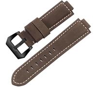 yeziu Frosted Leather Watch Strap For TIMEX Tidal T2N720/T2N72 Convex Interface Cowhide Watchband(Brown black clasp,14mm)