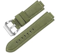 yeziu Frosted Leather Watch Strap For TIMEX Tidal T2N720/T2N72 Convex Interface Cowhide Watchband(Green silver clasp,14mm)