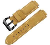 yeziu Frosted Leather Watch Strap For TIMEX Tidal T2N720/T2N72 Convex Interface Cowhide Watchband(Khaki Black clasp,14mm)