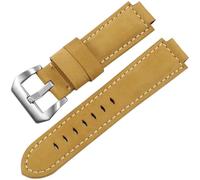 yeziu Frosted Leather Watch Strap For TIMEX Tidal T2N720/T2N72 Convex Interface Cowhide Watchband(Khaki Silver clasp,14mm)