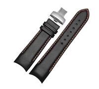 yeziu Genuine Leather Curved End Watchband For Tissot Watch Belt 1853 COUTURIER T035627A T035407A T035439 Men's Strap(Oragne line-silver,23mm)