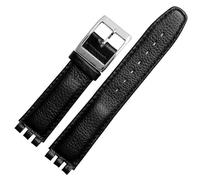 yeziu Genuine Leather Watch Strap For SWATCH YRS YCS Unisex Leather watchband with Pin buckle(Blacks c,19mm)