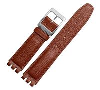 yeziu Genuine Leather Watch Strap For SWATCH YRS YCS Unisex Leather watchband with Pin buckle(Browns c,19mm)