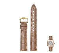 yeziu Genuine Leather Watch Straps For Cartier Tank Santos Watcheband With Pin Buckle(Milk tea colorg,18mm)