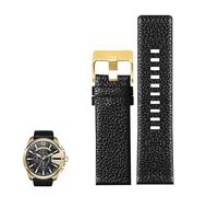 yeziu Genuine Leather Watch Straps For Diesel DZ4323 DZ1657 DZ4318 Lychee Grain Pattern mens Watch band(Blackg,30mm)
