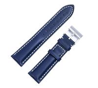 yeziu Italian Leather Watch Strap For Breitling Pilot Avenger Chronomat Superocean Heritage Series(Matte blue wing silver 1,24mm)