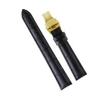 yeziu Lady Leather Watchband For PP Watch Band For Omega Watch Strap For Tissot Women Bracelet(Black gold,13mm)