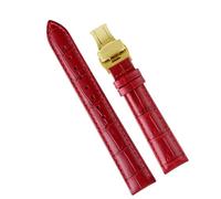 yeziu Lady Leather Watchband For PP Watch Band For Omega Watch Strap For Tissot Women Bracelet(Deepred gold,14mm)
