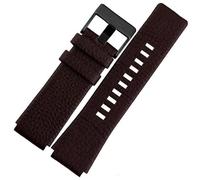 yeziu Leather Bracelet For Diesel DZ1089 DZ1123 DZ1132 Convex Mouth Watch Strap(Brown black,30X22mm)