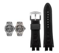 yeziu Leather Rubber Watchband For Roger Dubuis EXCALIBUR Series watch Accessories(Black-silver)