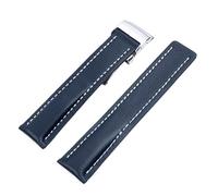 yeziu Leather watch strap for Breitling's aviation timing Superocean Avenger Pilot(Dark blue silver,20mm)