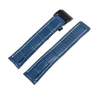 yeziu Leather watch strap for Breitling's aviation timing Superocean Avenger Pilot(Light blue black 2,22mm)