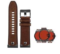yeziu Leather Watch Strap For Diesel DZ4318 DZ4283 DZ4281 DZ4323 DZ7343 Cowhide Men's Bracelet(A brown black pin,26mm)
