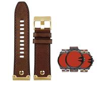 yeziu Leather Watch Strap For Diesel DZ4318 DZ4283 DZ4281 DZ4323 DZ7343 Cowhide Men's Bracelet(A brown golden pin,26mm)
