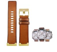 yeziu Leather Watch Strap For Diesel DZ4318 DZ4283 DZ4281 DZ4323 DZ7343 Cowhide Men's Bracelet(B brown golden pin,28mm)