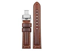 yeziu Leather watch strap for Hamilton Jazzmaster Khaki Aviation cowhide watchband with butterfly buckle men's watch chain(Light browns,21mm)