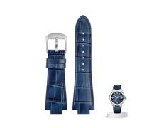 yeziu Leather Watch Strap For Maurice Lacroix AIKON AI6008 AI6038 AI6058 Man Watchband Cow Leather Bracelet(Blue silver pin)