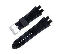 yeziu Matte Suede Leather Watch Strap For Roger Dubuis EXCALIBUR King watchband with Soft Rubber Base(Matte blacks a)