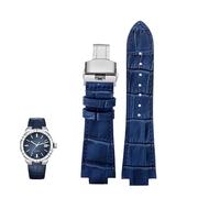yeziu Men's Leather Strap For Maurice Lacroix AIKON AI6008 AI1018 AI6038 Watch Chain Bracelet(Blue - Steel-B)